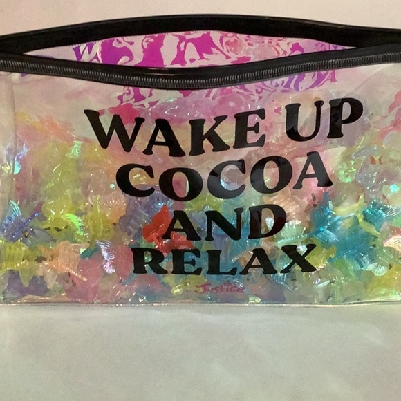 Justice Clear Cosmetic Bag with Assorted Colorful Butterfly Clips - Picture 4 of 4
